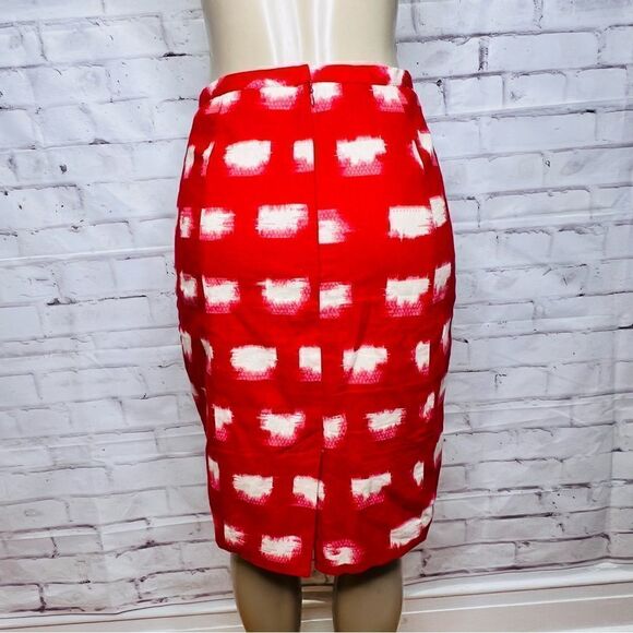 Anthropologie Corey Lynn Calter Ackee Red Motif Linen Blend Pencil Skirt size 6 - Picture 2 of 5